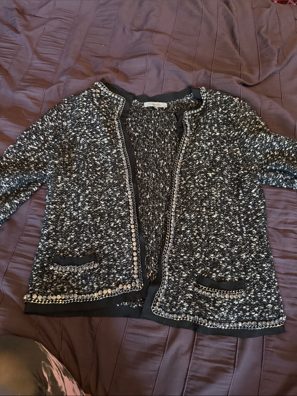 Classiques Entier Black & Silver Tweed Open-Front Jacket